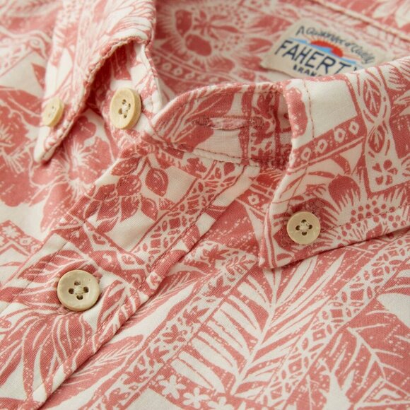 NWT Faherty Playa Coral Tile Print Short Sleeve Button Down Shirt S - Picture 3 of 16